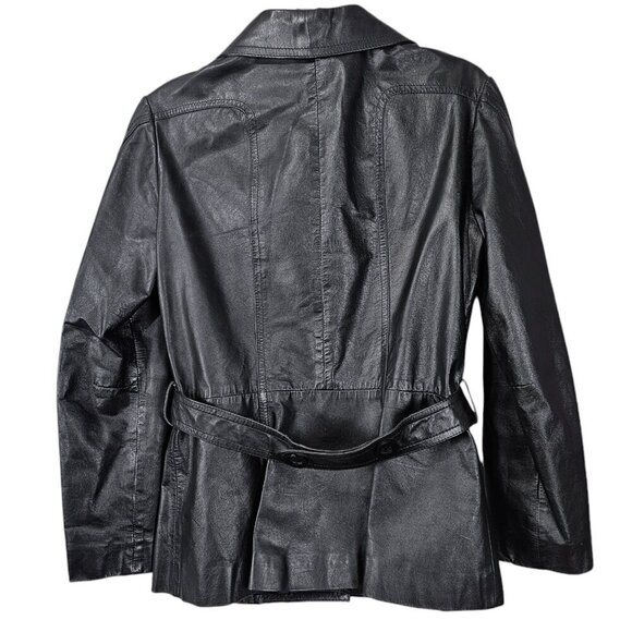 Calf Nappa Button Down Black Genuine Luxury Leather Jacket - Picture 7 of 8